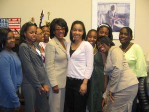 Members of Zelophehad's Daughters meeting with Congresswoman Maxine Waters.